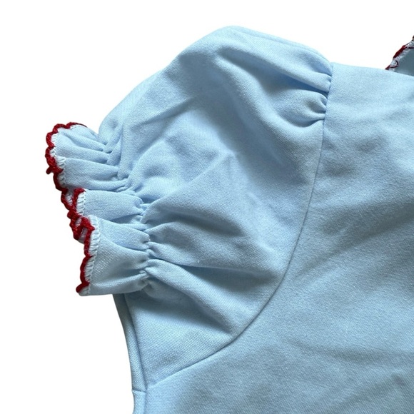 Sweet Dreams Smocked Girls Blue Embroidered Dress Candy Canes Holiday Size 18M - Picture 4 of 6